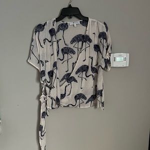 Corey Lynn Calter Flamingo wrap blouse